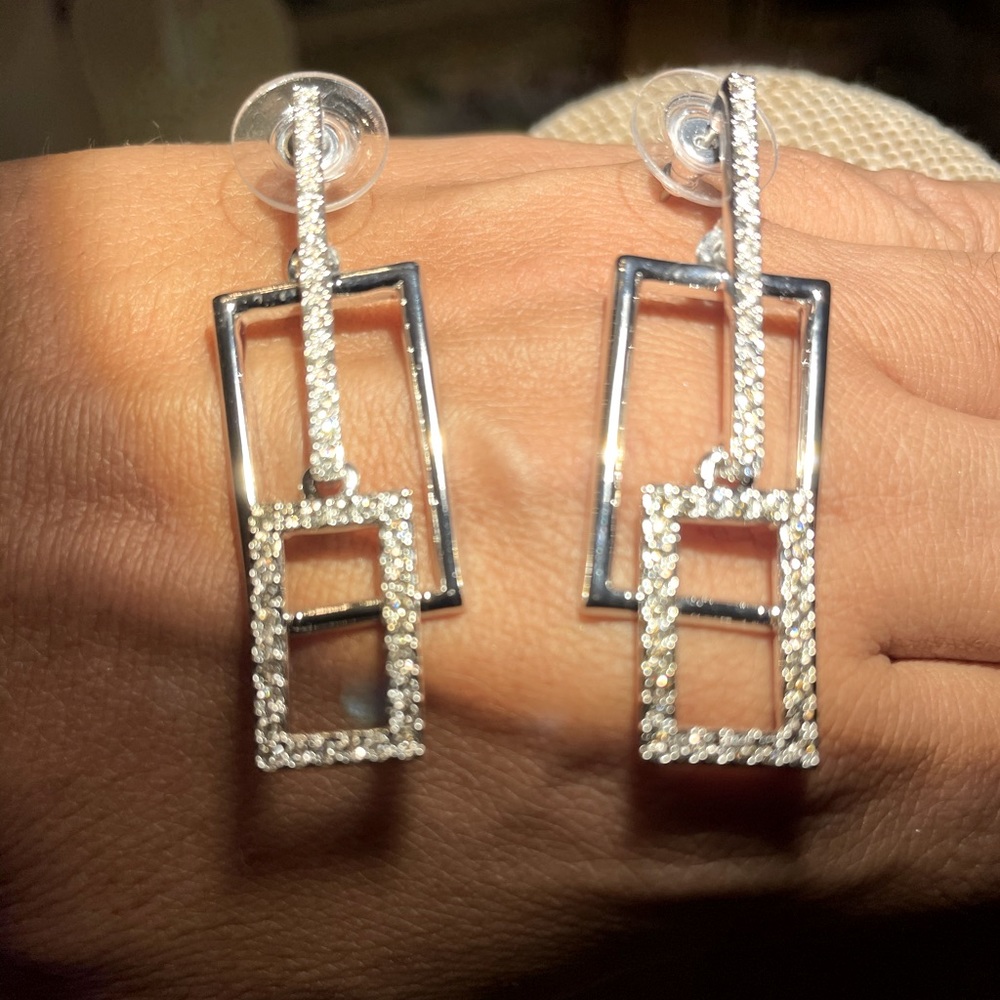 Be Open Earrings, Rhodium Plated